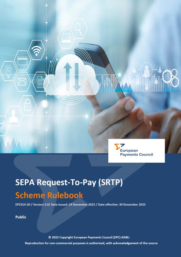 De nieuwste versie (3.0) van het Rulebook Request to Pay door de European Payments Council.