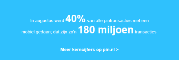 In augustus werd 40% van alle pintransacties met ee mobiel gedaan, dat zijn zo'n 180 miljoen transacties.